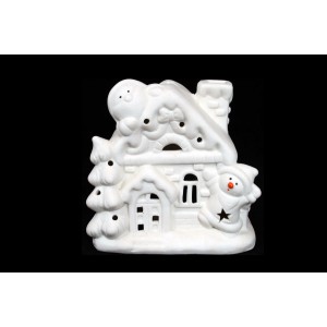 Порцелан свет. снежна къща с фиг. 12x1 см. (1/36)
