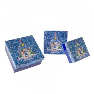 Кутия  квадрат Снежковци,S/3,16x16 см.,(1/12)