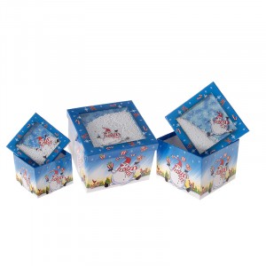 Кутия  коледна декор проз. снежко, 20х15 см.(1/12)