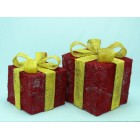 Плетен подарък S/3 - светлина квадрат 25 см.(1/6)