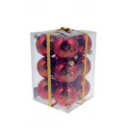 Топки червени мат+гланц с снежинка S/12 6см.(1/48)