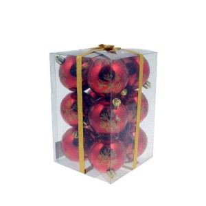 Топки червени мат+гланц с снежинка S/12 6см.(1/48)