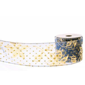 Панделка,т.синьо+злато1м.7.5см.9.4м.(25/100)