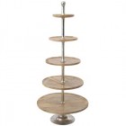 Стелаж дърво и инокс Φ75Χ180