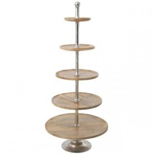 Стелаж дърво и инокс Φ75Χ180