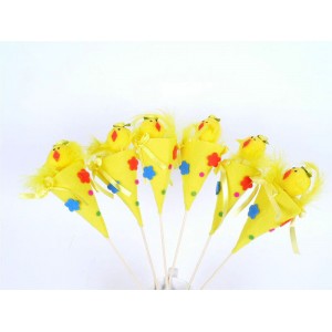 Жълто пиле на клечка фуния S/6 12 см.(1/60) 1м.