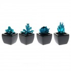 Мини кактуси в саксия, 4 модела, сини