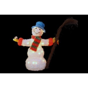 Светещ снежко с метла и шал, 60см+45L(1/4)