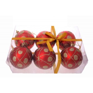 Топка червена декор S/6,1мод.,8см(1/48)