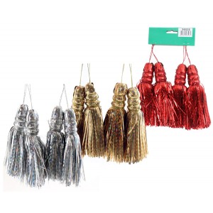 Коледен пискюл S/4,3цв.зл/ср/черв,15см(1/120)