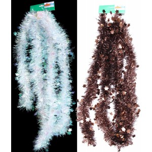 Гирлянд блестящо бяло/кафе звезди,8х200см(1х120)