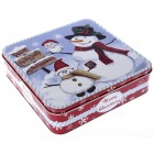 Метална кутия Снежковци, синя, 20х20х6 см