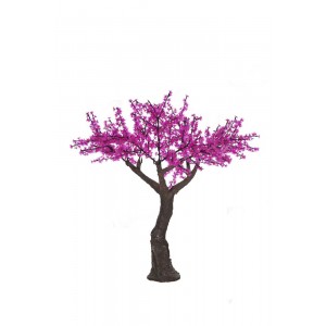 Светещо дърво - розови цветчета - размер H190см, 792 сини LED /диодни/ лампички. Външна употреба.