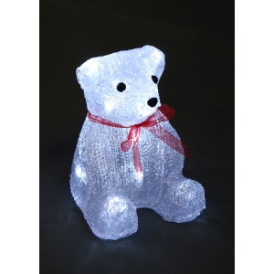 Мече бяло - размер H20см, 20 бели LED /диодни/лампички. Вътрешна употреба.