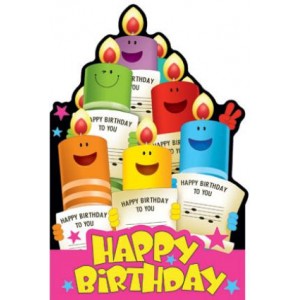 Картичка и плик Е свещи Happy birthday 112X175ММ