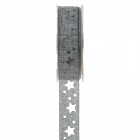 Коледна панделка звезди ажур 2,3CMX9M, сребро