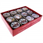 Метални коледни кутии , 12 модела, ф 9х3,5 см