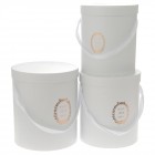 Картонена кутия, кръгла, бяла, 21X24/23X26/25X29, к-т 3 бр.