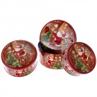 Метални кутии 3 бр. Дядо Коледа с елха, 14х7/17х8/20х9 см