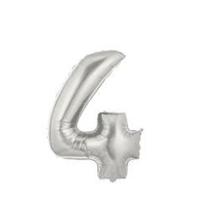Фолиев балон с клечка цифра “Четири“, сребро 30СМ