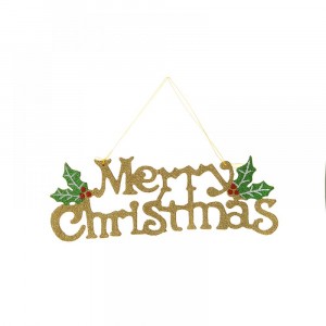 Висящ надпис Merry Christmas златен брокат, 35Х12CM