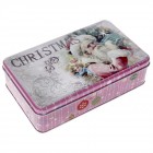 Метална коледна кутия Дядо Коледа и дете декор 18.5x11x5 CM