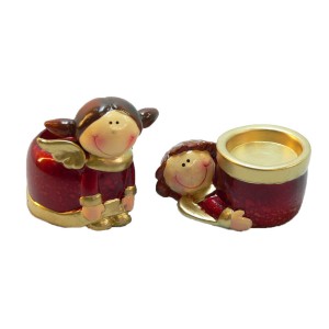 Керам. ангелчета-поставка свещ,9х7х8,5см.,2м.,4/64