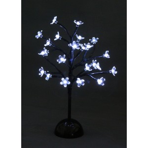 Цъфнало дърво - размер H37см - 24 бели LED /диодни/ лампички, на батерии. Вътрешна употреба.
