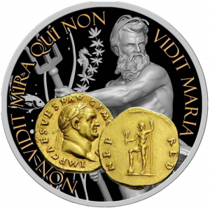 Сребърна монета „Нептун, Богът на океаните и водите“, с частично златно покритие Сребърна монета „Нептун, Богът на океаните и водите“, с частично златно покритие